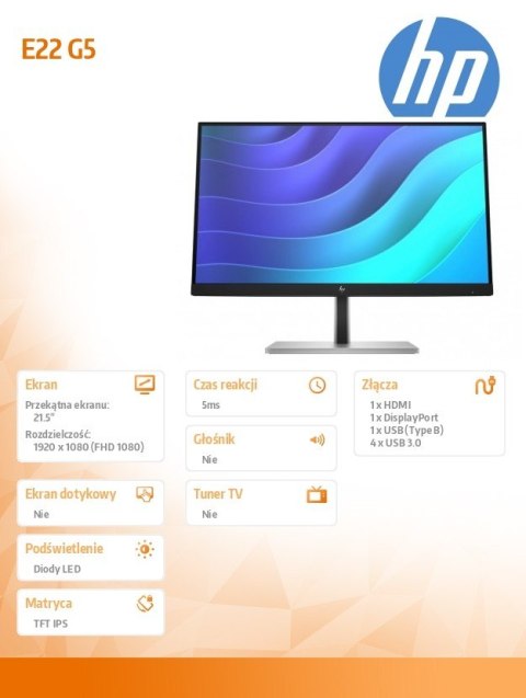 Monitor 21.5 cali E22 G5 FHD 6N4E8AA HP Inc.