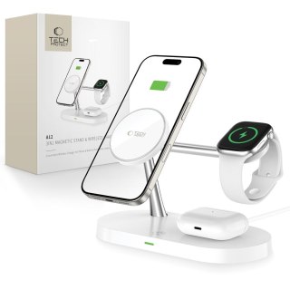 3w1Ładowarka indukcyjna na smartfon słuchawki smartwatch z MagSafe - biała Tech-Protect