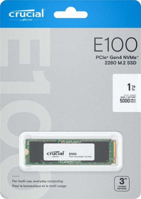 Dysk SSD E100 1TB M.2 NVMe 2280 PCIe 4.0 5000/4500 MB/s Crucial