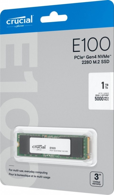 Dysk SSD E100 1TB M.2 NVMe 2280 PCIe 4.0 5000/4500 MB/s Crucial