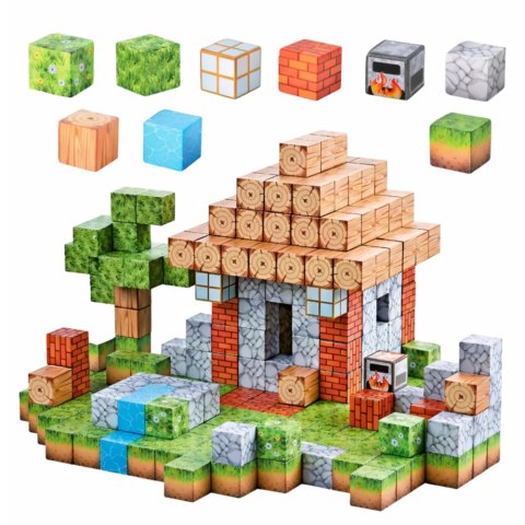 Klocki Magnetyczne Konstrukcyjne Kostki Kwadratowy Świat 3D 312 el. LEAN Toys
