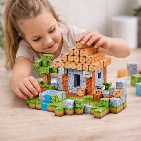 Klocki Magnetyczne Konstrukcyjne Kostki Kwadratowy Świat 3D 312 el. LEAN Toys