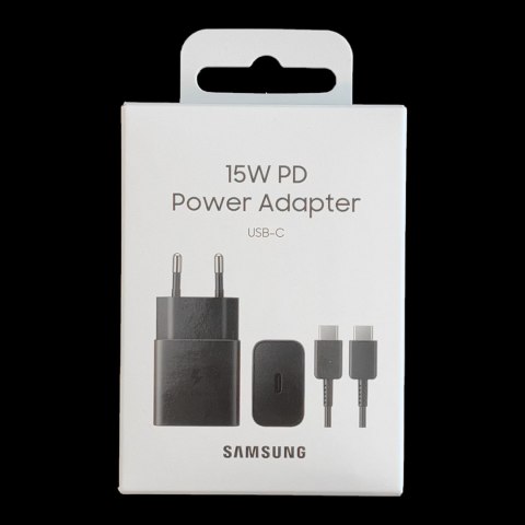 Ładowarka sieciowa USB-C 15W PD AFC + kabel USB-C czarny SAMSUNG