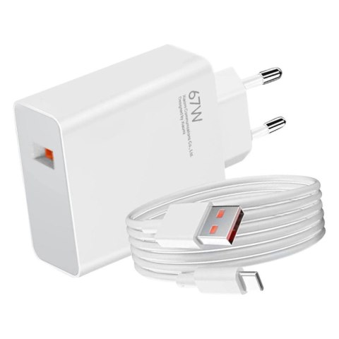 Ładowarka sieciowa Xiaomi 67W 6.2A USB-A z kablem USB-C - biała XIAOMI