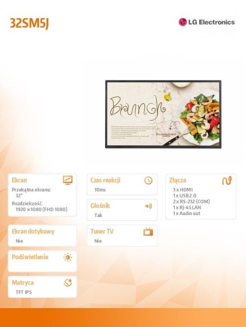 Monitor 32 cale 32SM5J IPS 24/7 400cd/m2 webOS 6.0 LG Electronics