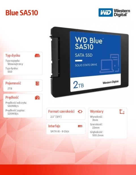 Dysk SSD Blue SA510 2TB 2,5 cala Western Digital