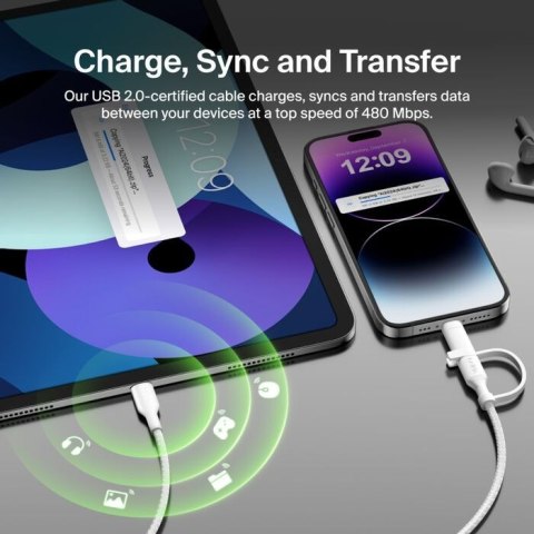 Kabel 2-in-1 USB-C/LTG 1.5m biały Belkin