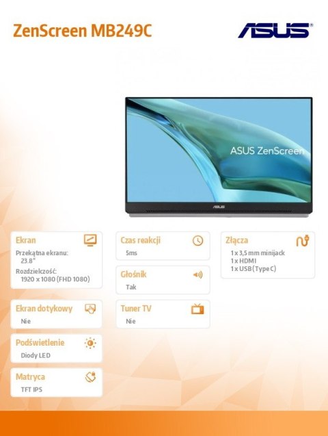 Monitor 24 cale MB249C Asus