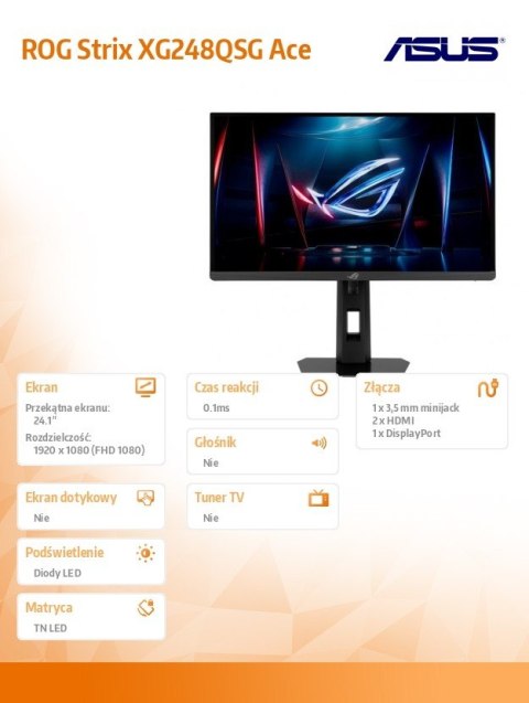 Monitor 24 cale Rog Strix XG248QSG 610Hz 2xHDMI DP Asus
