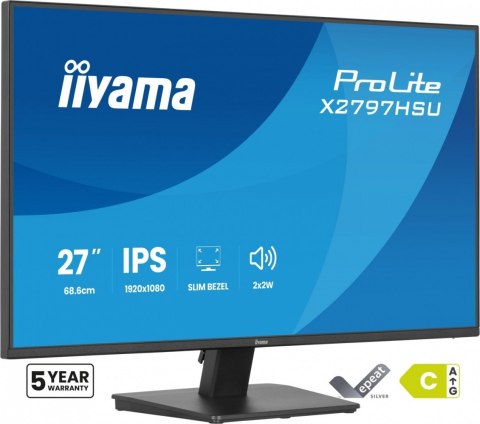 Monitor ProLite 27 cali X2797HSU-B1 IPS,FHD,HDMI,DP,120Hz,350CD,2xUSBv3.2, 2xUSB-C, GW 5lat IIYAMA