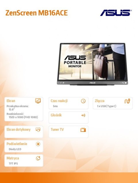 Monitor przenośny 15.6 cala MB16ACE Asus