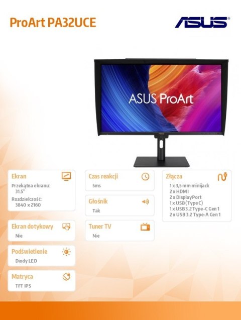 Monitor 32 cale PA32UCE ProArt 4K IPS HDMI*2 DP*2 USB-C Asus