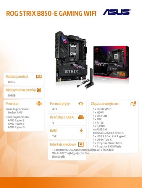 Płyta główna ROG STRIX B850-E GAMING WIFI Asus