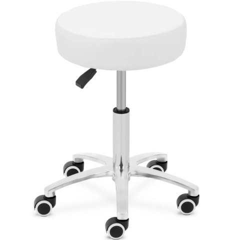 Taboret stołek kosmetyczny na kółkach do 120 kg COMO - biały Physa