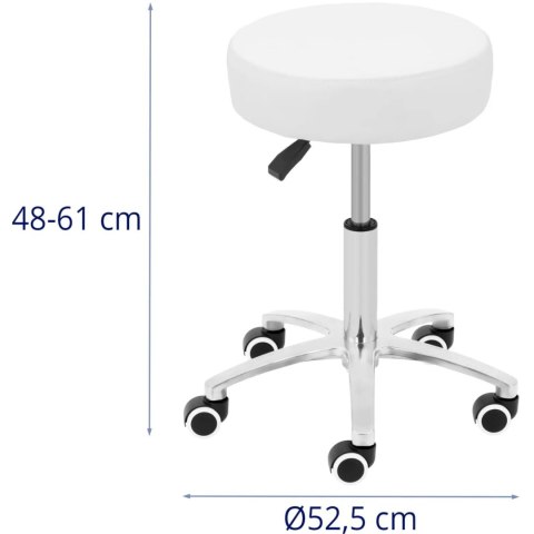 Taboret stołek kosmetyczny na kółkach do 120 kg COMO - biały Physa