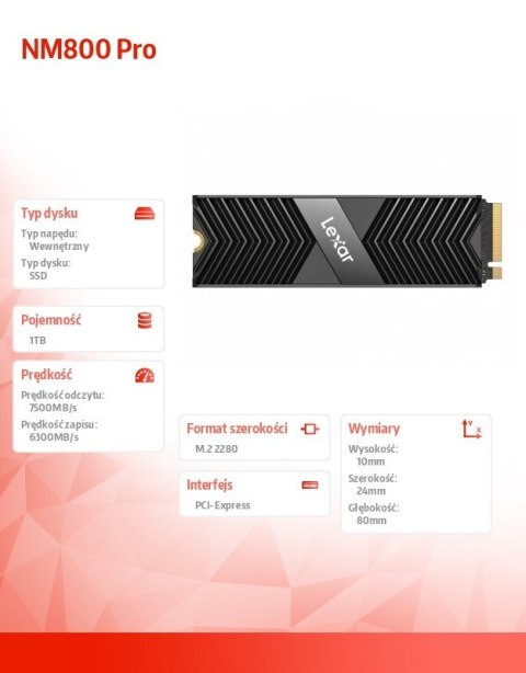 Dysk SSD NM800 Pro Radiator 1TB NVMe 7500/6300MB/s Lexar