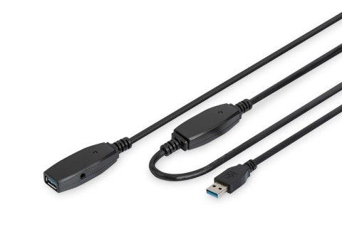 Kabel przedłużający USB 3.0 SuperSpeed Typ USB A/USB A M/Ż aktywny Czarny 10m Digitus