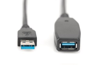 Kabel przedłużający USB 3.0 SuperSpeed Typ USB A/USB A M/Ż aktywny Czarny 10m Digitus