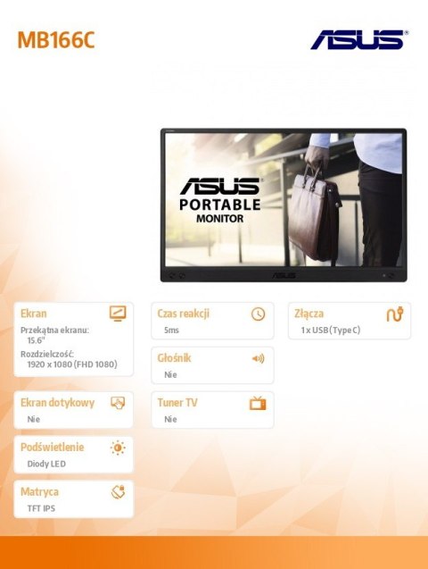 Monitor 16 cali MB166C Asus