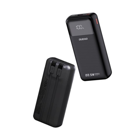 Powerbank 20000mAh 22.5W PD USB-C USB-A z wbudowanymi kablami iPhone Lightning USB-C - czarny DUDAO