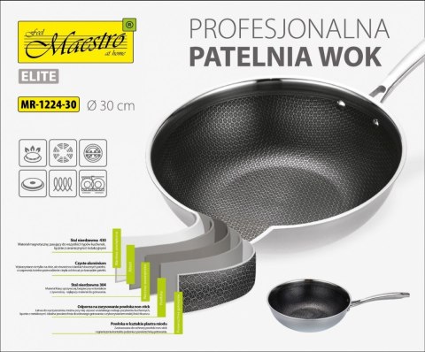 Profesjonalna patelnia / Wok 30 cm MR-1224-30 Feel-Maestro