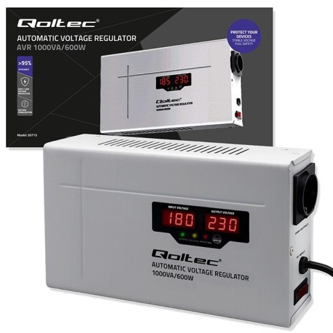 Automatyczny stabilizator napięcia AVR 1000VA 3% | Compact | Toroidalny transformator Qoltec