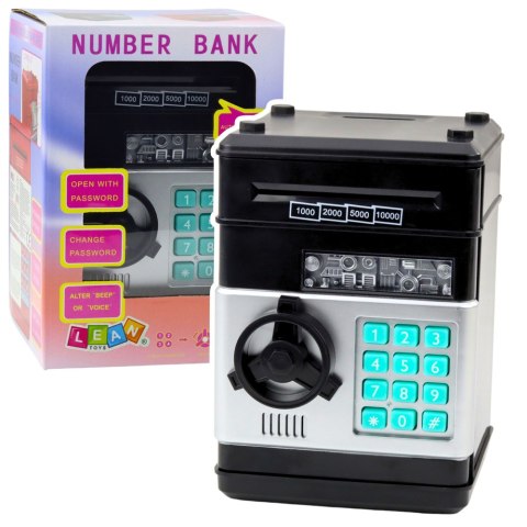 Bankomat Sejf Skarbonka Światła Dźwięki Kod PIN Czarny LEAN Toys