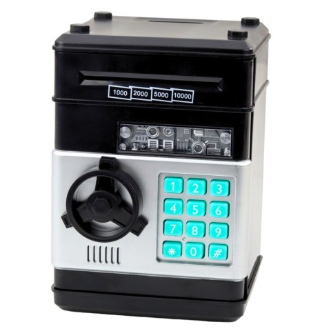 Bankomat Sejf Skarbonka Światła Dźwięki Kod PIN Czarny LEAN Toys