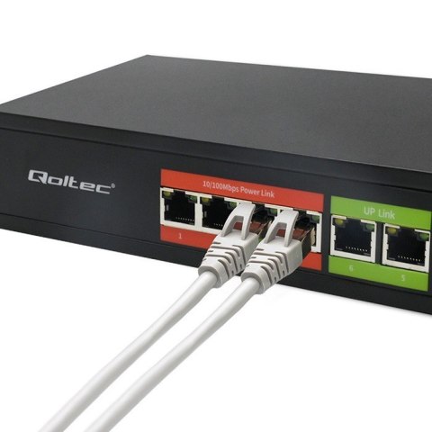 Przełącznik sieciowy SWITCH FAST Ethernet PoE | 4x RJ45 | 2x RJ45 Uplink | 65W | 10/100Mb/s Qoltec