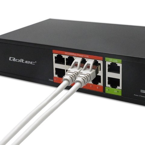 Przełącznik sieciowy SWITCH FAST Ethernet PoE | 8x RJ45 | 2x RJ45 Uplink | 120W | 10/100 Mb/s Qoltec