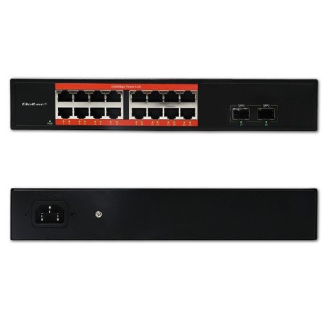 Przełącznik sieciowy SWITCH Gigabit Ethernet PoE | 16x RJ45 | 2x SFP | 1000 Mb/s Qoltec