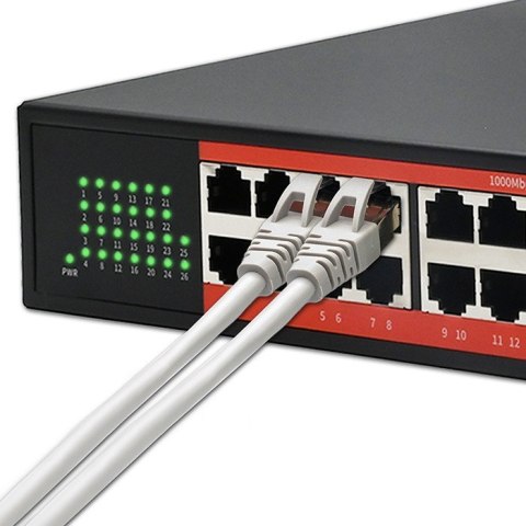 Przełącznik sieciowy SWITCH Gigabit Ethernet PoE | 24x RJ45 | 2x SFP | 1000 Mb/s Qoltec