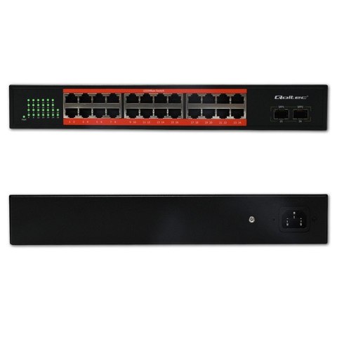 Przełącznik sieciowy SWITCH Gigabit Ethernet PoE | 24x RJ45 | 2x SFP | 1000 Mb/s Qoltec