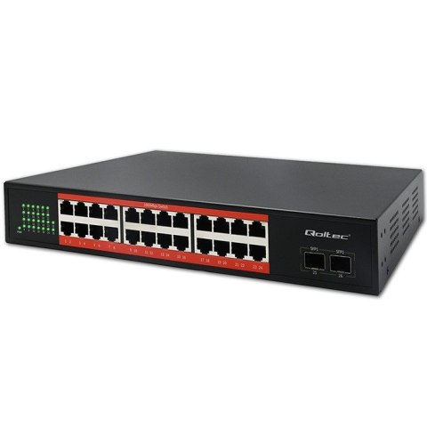 Przełącznik sieciowy SWITCH Gigabit Ethernet PoE | 24x RJ45 | 2x SFP | 1000 Mb/s Qoltec