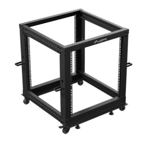 Stojak Open rack 19 cali 12U 600x600-1100 regulowany czarny Lanberg