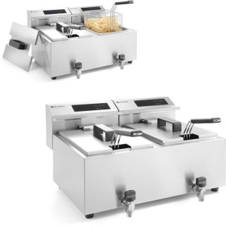 Frytownica frytkownica z panelem cyfrowym Mastercook z kranem 2x8L 2x3500W Hendi