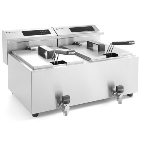 Frytownica frytkownica z panelem cyfrowym Mastercook z kranem 2x8L 2x3500W Hendi