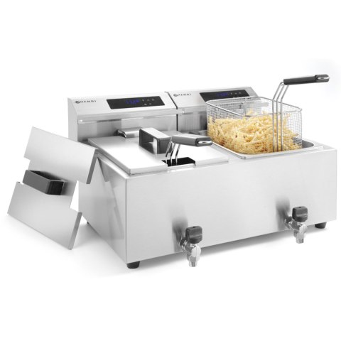 Frytownica frytkownica z panelem cyfrowym Mastercook z kranem 2x8L 2x3500W Hendi