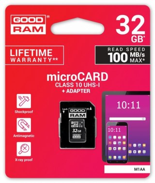 Karta pamięci microSDHC 32GB CL10 + adapter GOODRAM