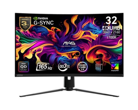 Monitor 31.5 cala MAG 321CUP QD-LED/UHD/Curved/165Hz/czarny MSI