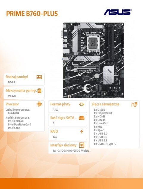 Płyta główna PRIME B760-PLUS s1700 4DDR5 ATX Asus