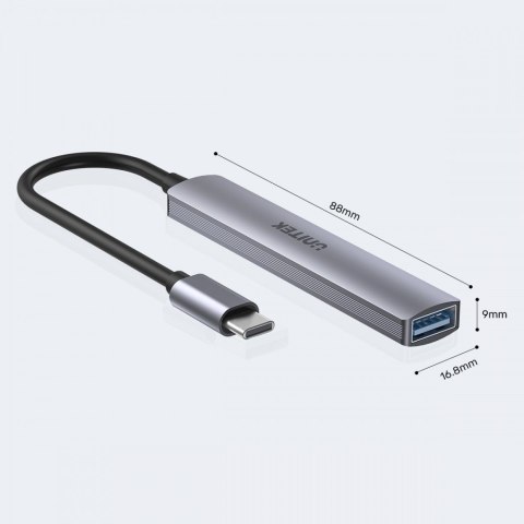 HUB USB-C; 3x USB-A 2.0 1x USB-A 5 Gbps Aluminiowy Unitek