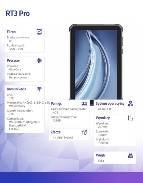 Tablet RT3 Pro 4G 8 cal 4/128GB czarny OUKITEL