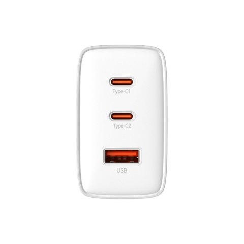 Ładowarka sieciowa GaN Cube Pro 65W 2x USB-C USB-A biała BASEUS