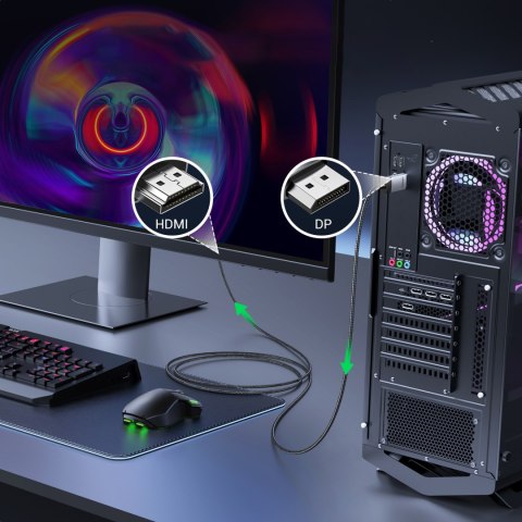 Kabel przewód DisplayPort - HDMI 4K 60Hz w oplocie 1m szary UGREEN