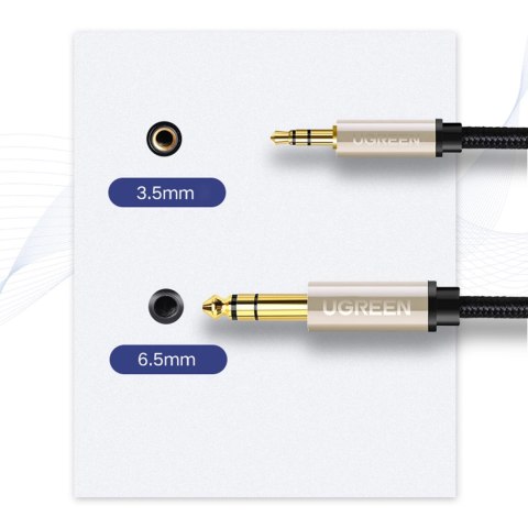 Kabel przewód audio TRS mini jack 3.5mm - jack 6.35mm 3m - szary UGREEN