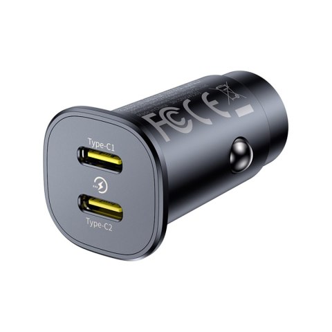 Ładowarka samochodowa 2 x USB-C 30W - czarna BASEUS