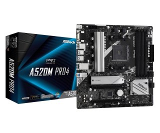 Płyta główna A520M Pro4 AM4 4DDR4 HDMI/DP/VGA M.2 mATX ASRock