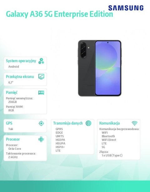Smartfon Galaxy A36 5G 8/256GB Enterprise Edition czarny Samsung