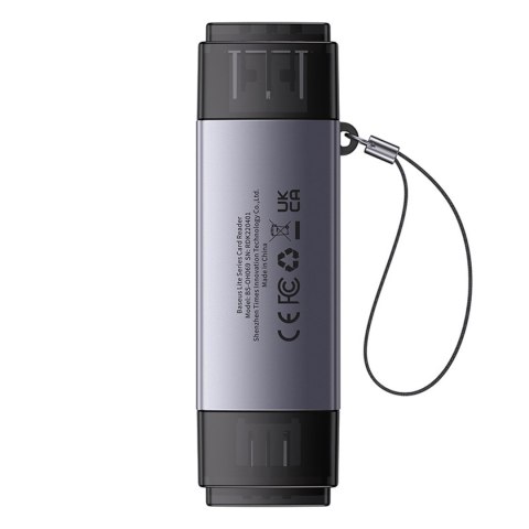 Czytnik kart pamięci SD TF USB-A USB-C - szary BASEUS